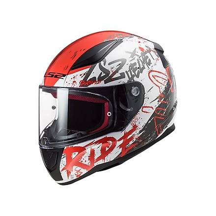 Ls2 Rapid Naughty Mat Beyaz-Krmz Motosiklet Kask