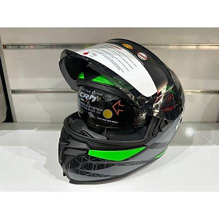 Crn FS-867  Gne Vizrl Motosiklet Kask Matt Black/Grey/Green