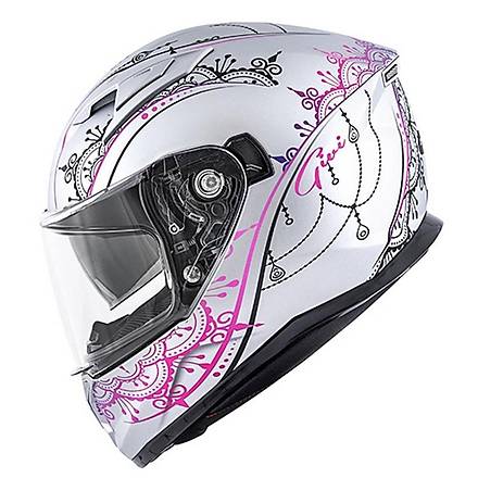 Givi Stoccarda Mendhi Mat Gri Pembe Bayan Motosiklet Kask