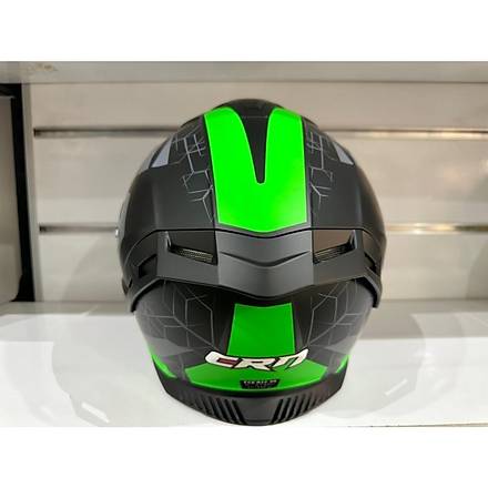 Crn FS-867  Gne Vizrl Motosiklet Kask Matt Black/Grey/Green