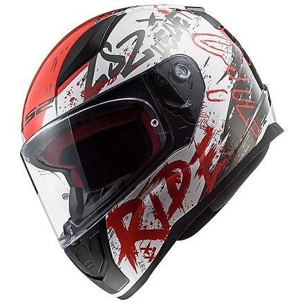 Ls2 Rapid Naughty Mat Beyaz-Krmz Motosiklet Kask