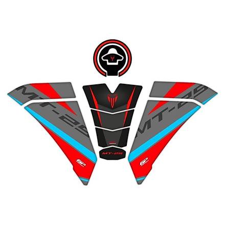 GP Kompozit Yamaha MT-25 2020-2023 Uyumlu Tank Pad Seti Mavi-Krmz