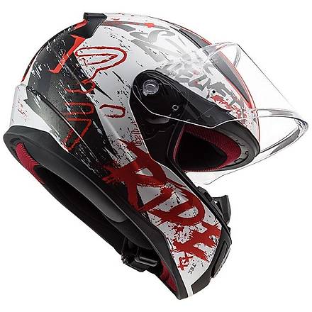 Ls2 Rapid Naughty Mat Beyaz-Krmz Motosiklet Kask