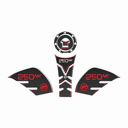 CF Moto NK 250  2023 Uyumlu Tank Pad Set Krmz - Karbon 