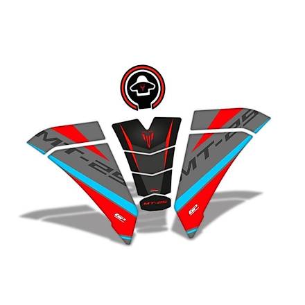 GP Kompozit Yamaha MT-25 2020-2023 Uyumlu Tank Pad Seti Mavi-Krmz