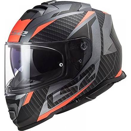 Ls2 Storm Racer Mat Titanium-Turuncu Motosiklet Kask