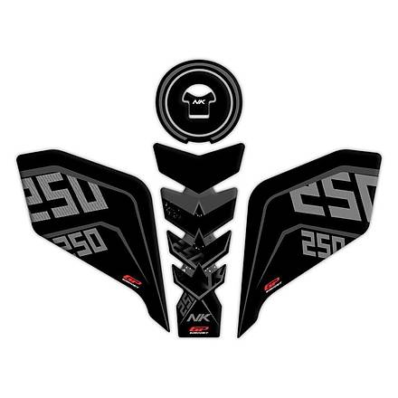 GP Kompozit CF Moto NK 250  2018-2023 Uyumlu Tank Pad Seti Siyah