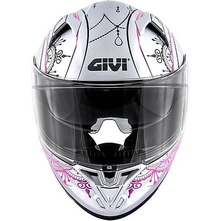 Givi Stoccarda Mendhi Mat Gri Pembe Bayan Motosiklet Kask
