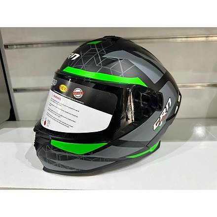 Crn FS-867  Gne Vizrl Motosiklet Kask Matt Black/Grey/Green