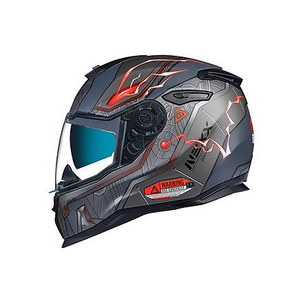 Nexx SX.100 Gigabot Mat Gri-Krmz Motosiklet Kask