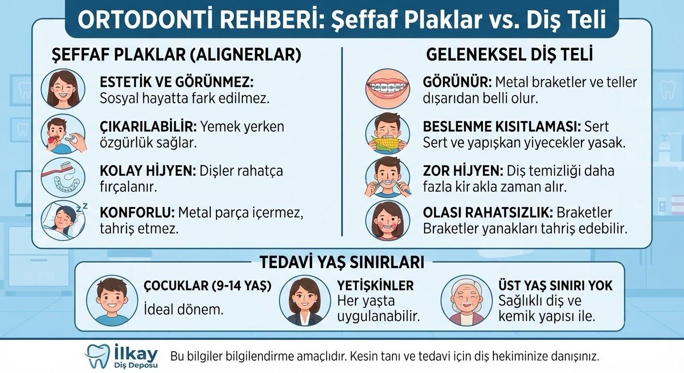 Ortodonti Rehberi: �effaf Plaklar ve Di� Teli Ya� S�n�r�