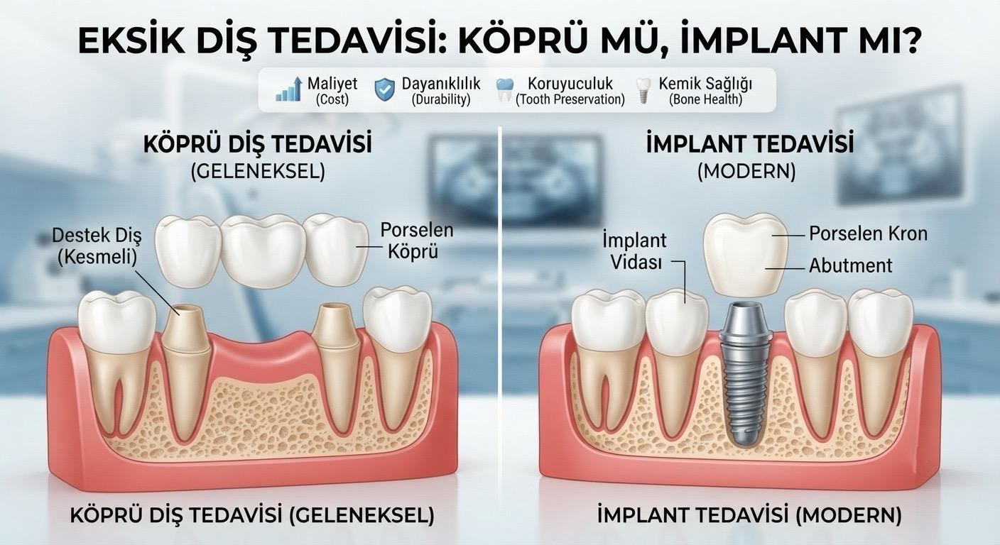 K�pr� Di� ve �mplant Tedavisi Kar��la�t�rmas�