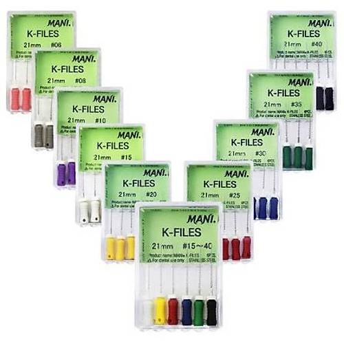 MANI K Files 21MM - Paslanmaz �elik Endodontik Kanal E�esi