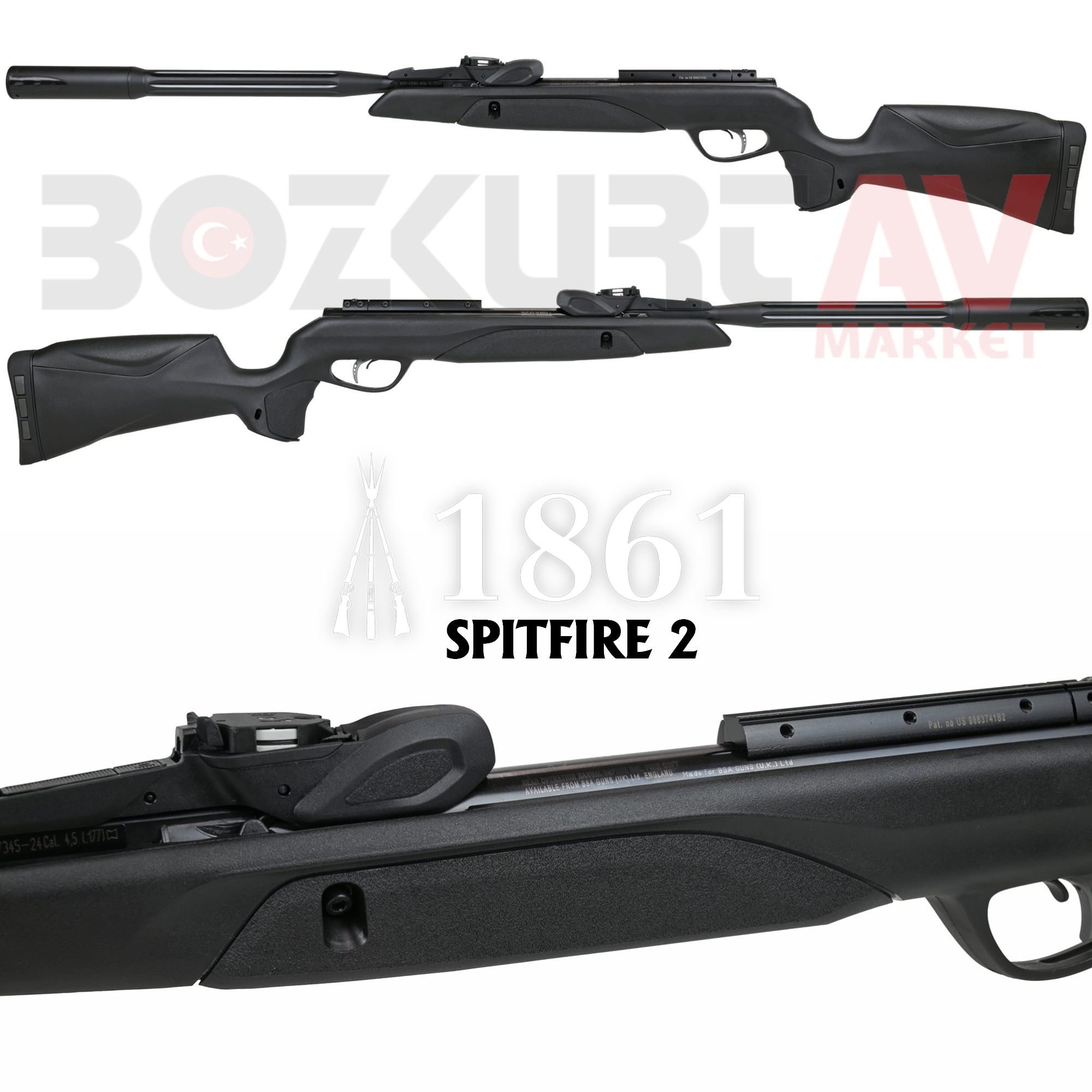 BSA Spitfire 2 Synthetic 10-Shot Havalı Tüfek (3-9X40 MIL-DOT Dürbün Hediyeli)