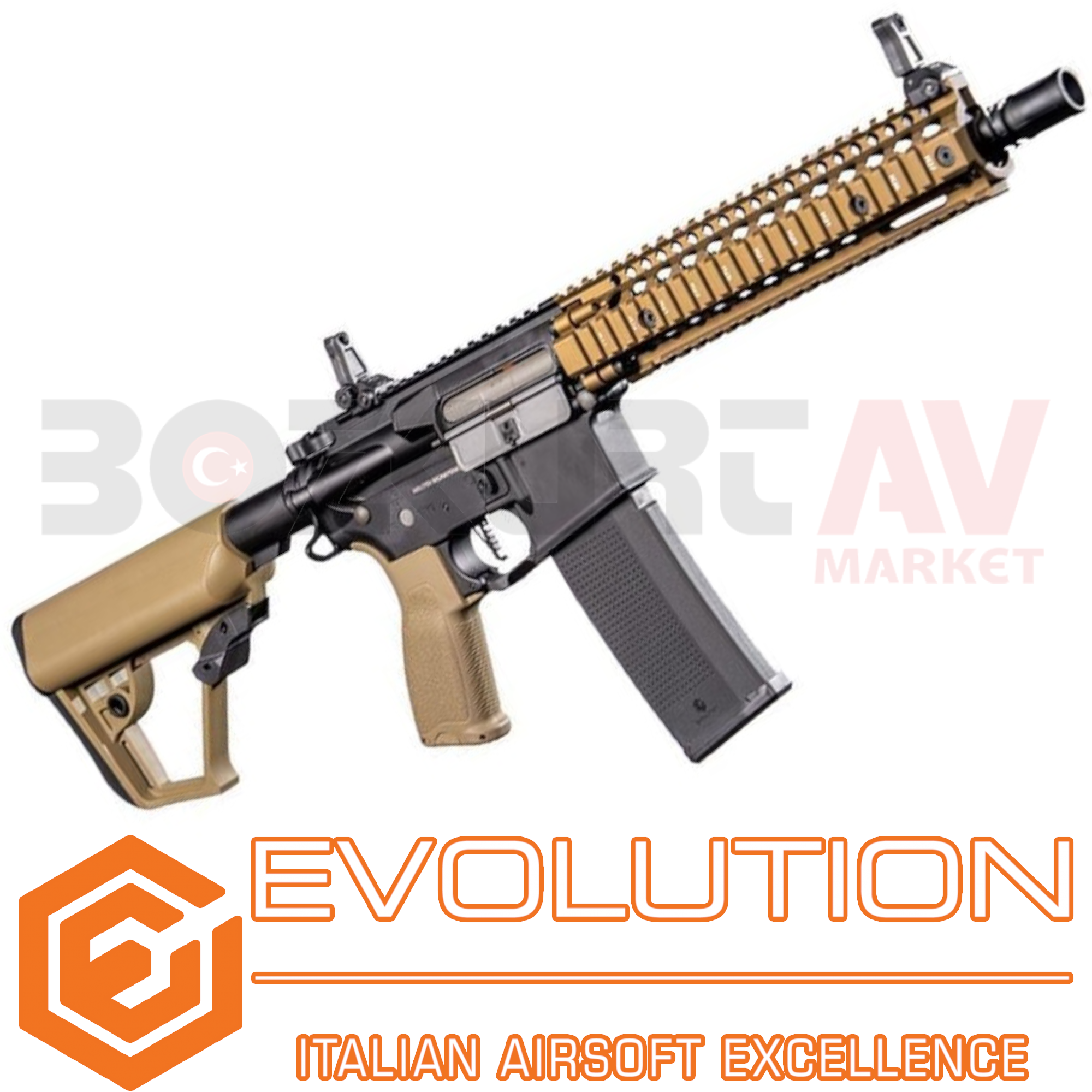 Evolution Recon MK18 Mod 1 10.8 Carbontech Black Tan Airsoft Havalı Tüfek (7,4V Li-Po Pil Hediyeli)