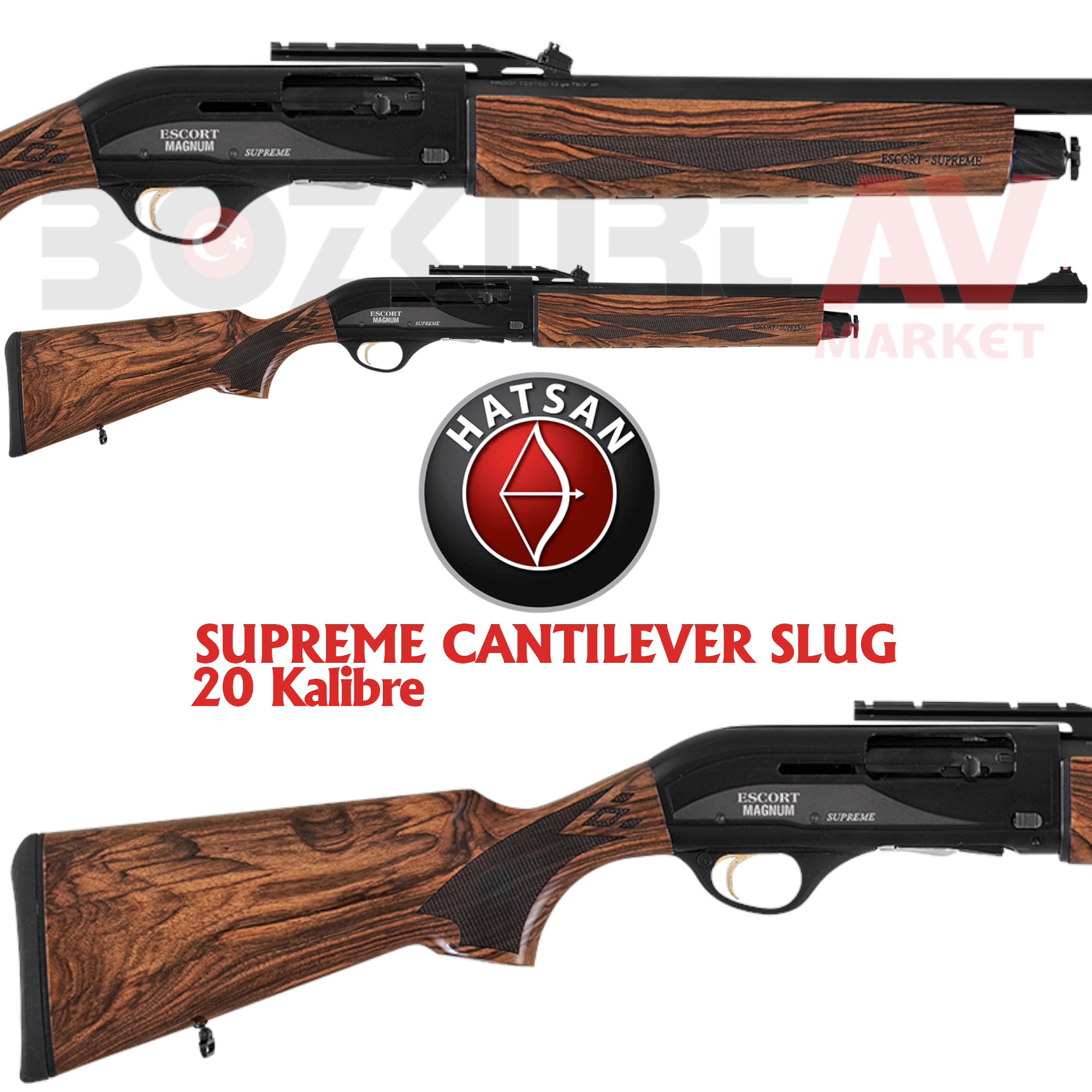 Hatsan Escort Magnum Supreme 20 Cantilever Slug Otomatik Av Tüfeği