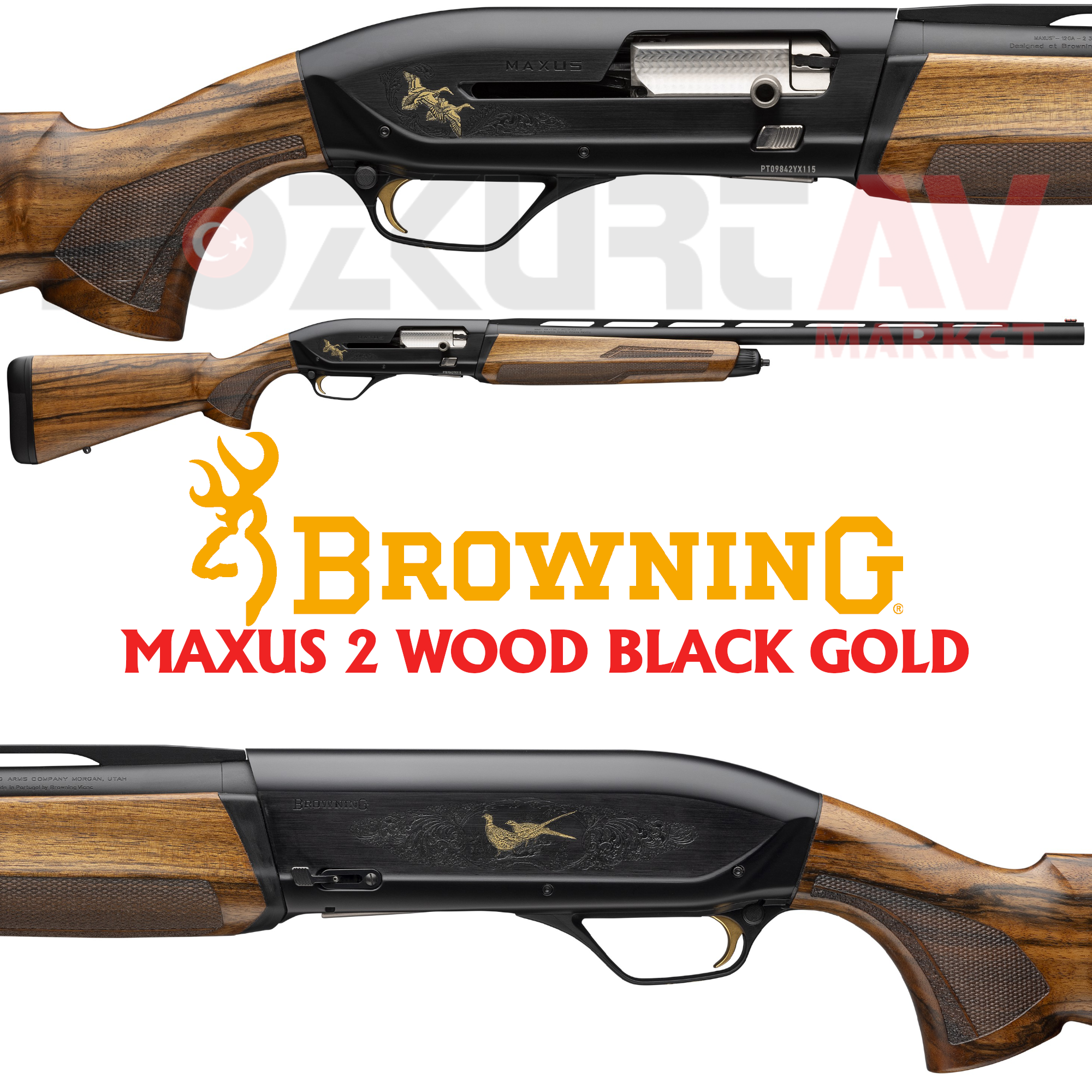 Browning Maxus 2 Wood Black Gold Otomatik Av Tüfeği