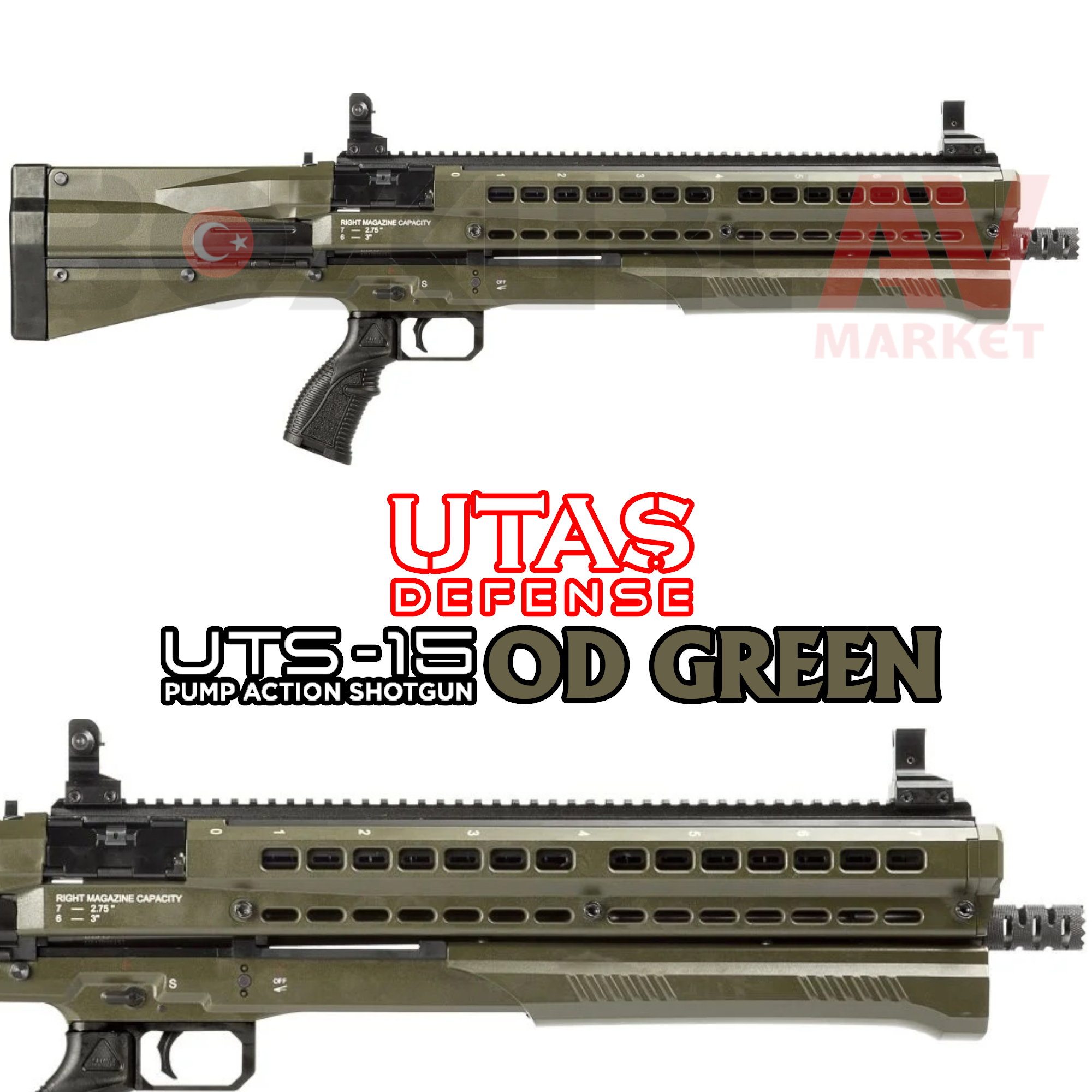 UTAŞ UTS-15 OD Green Tactical Pompalı Av Tüfeği