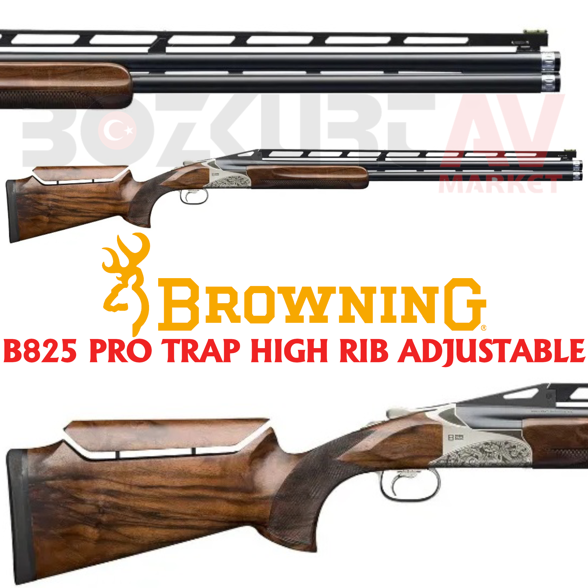 Browning B825 Pro Trap High Rib Adjustable Süperpoze Trap Atış Tüfeği