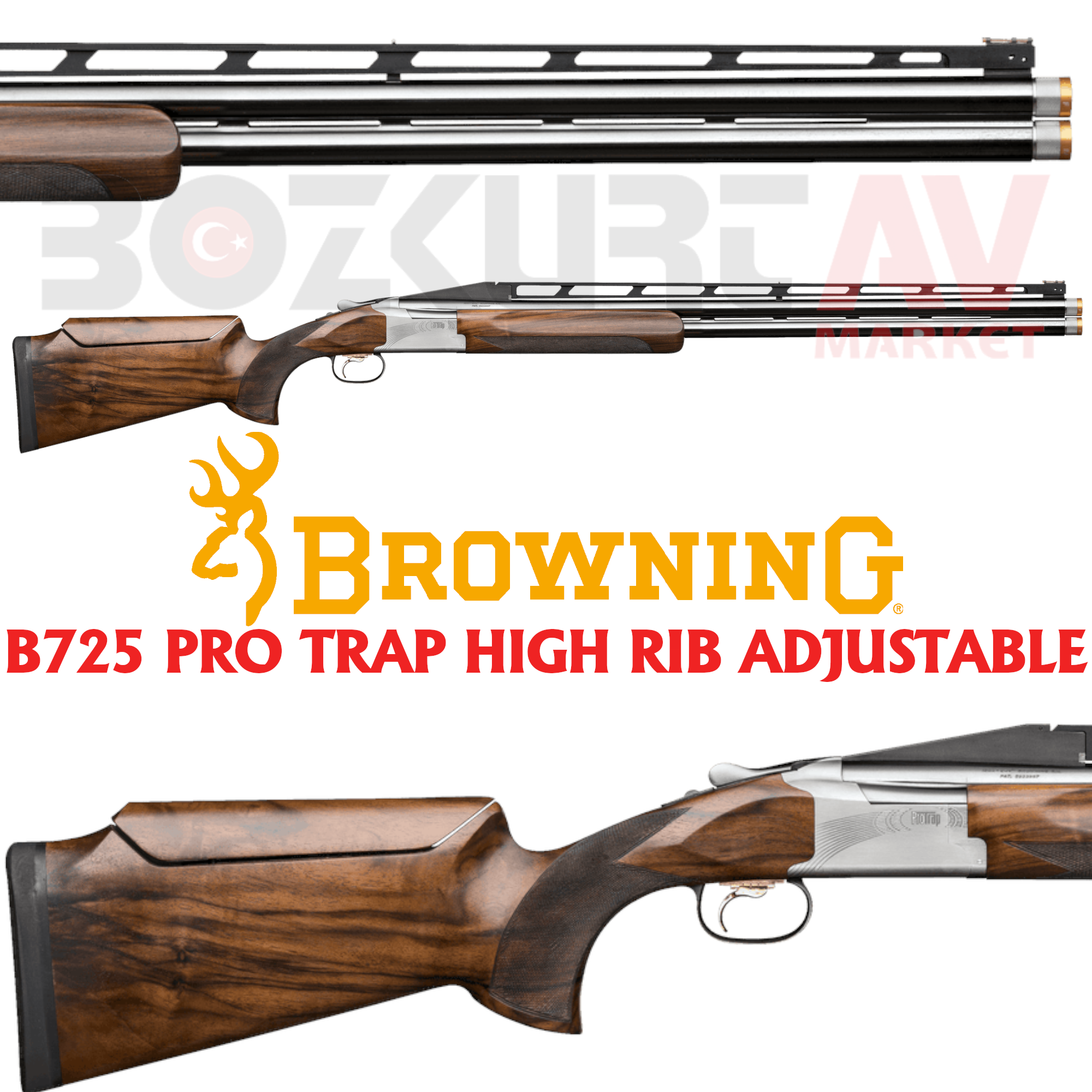 Browning B725 Pro Trap High Rib Adjustable Süperpoze Trap Atış Tüfeği