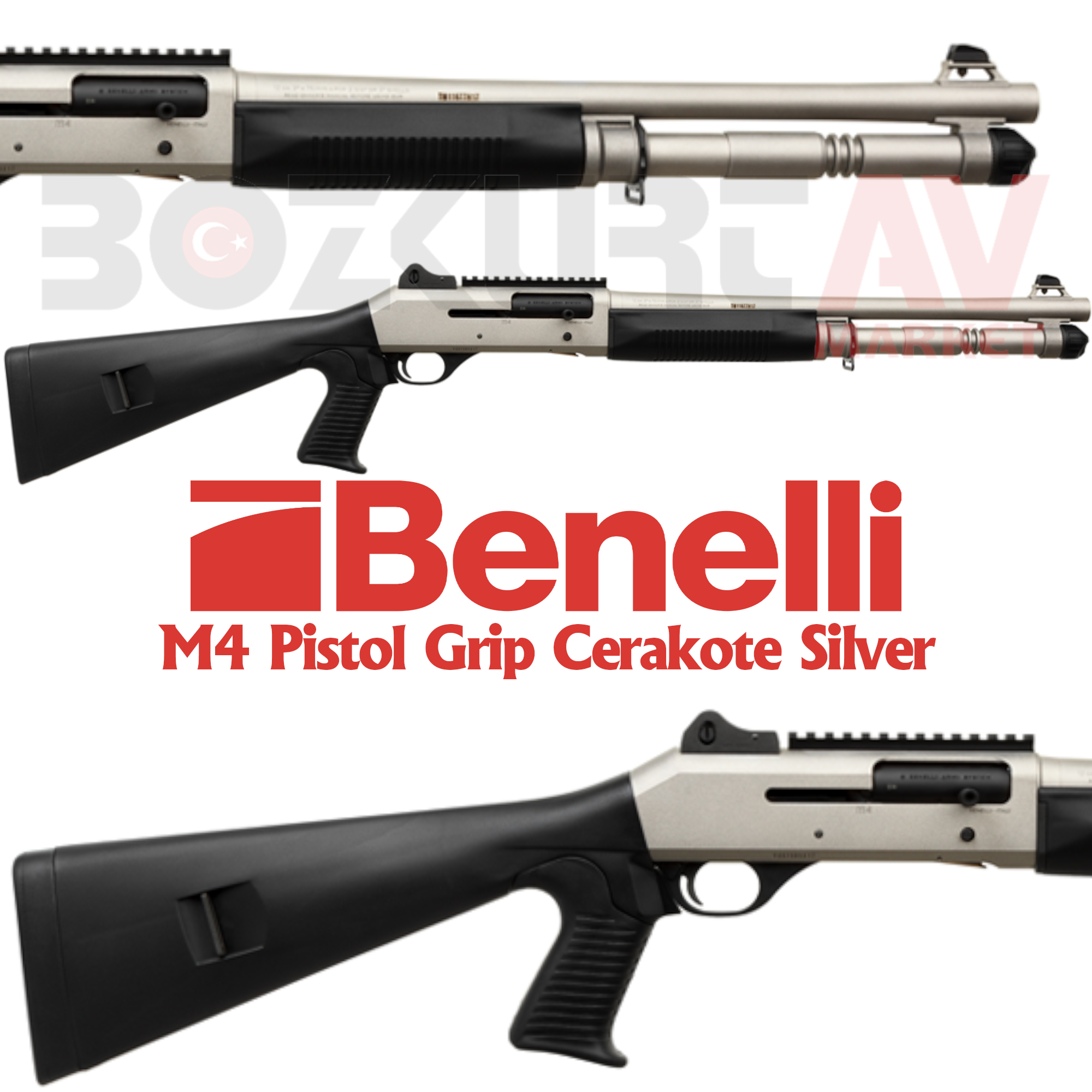 Benelli M4 Pistol Grip Cerakote Silver Otomatik Av Tüfeği