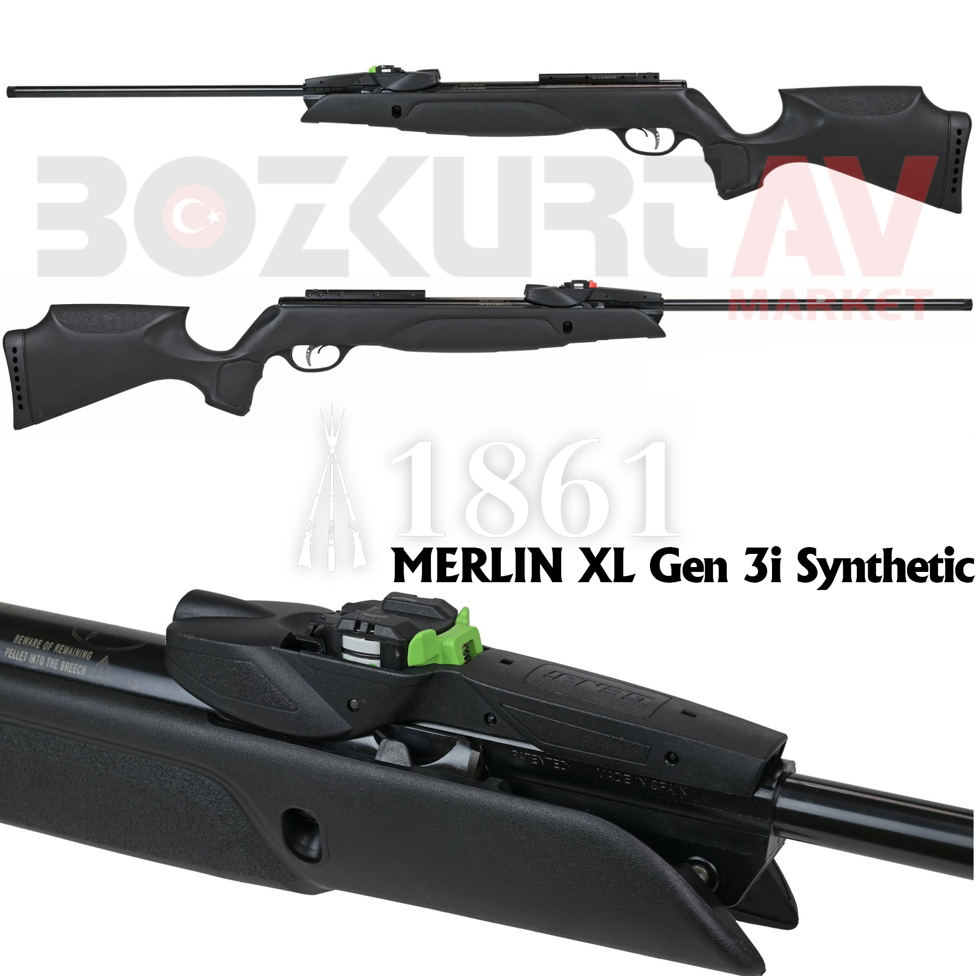 BSA Merlin XL Gen 3i Synthetic 10-Shot Havalı Tüfek (3-9X40 MIL-DOT Dürbün Hediyeli)