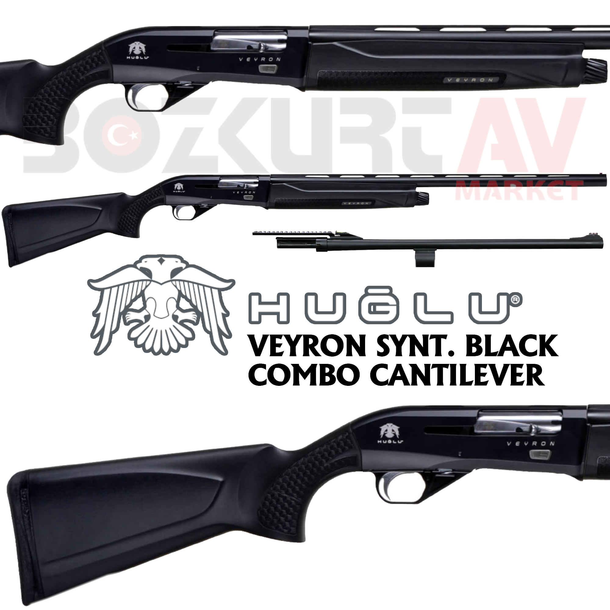 Huğlu Veyron Synthetic Black COMBO Cantilever Otomatik Av Tüfeği