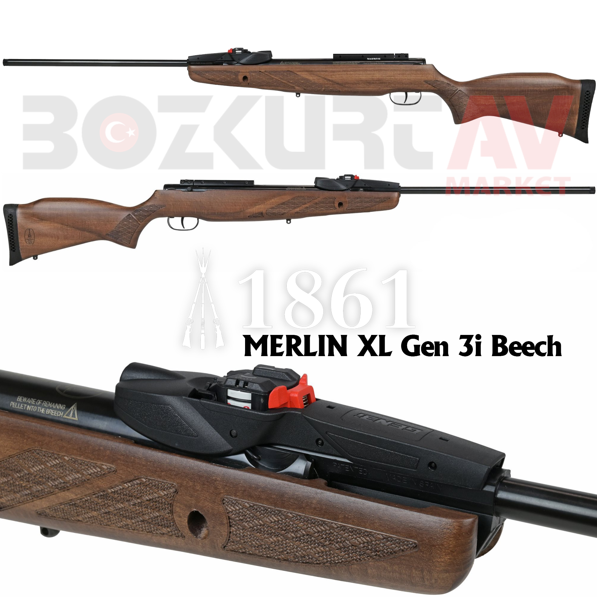 BSA Merlin XL Gen 3i Beech 10-Shot Havalı Tüfek (3-9X40 MIL-DOT Dürbün Hediyeli)