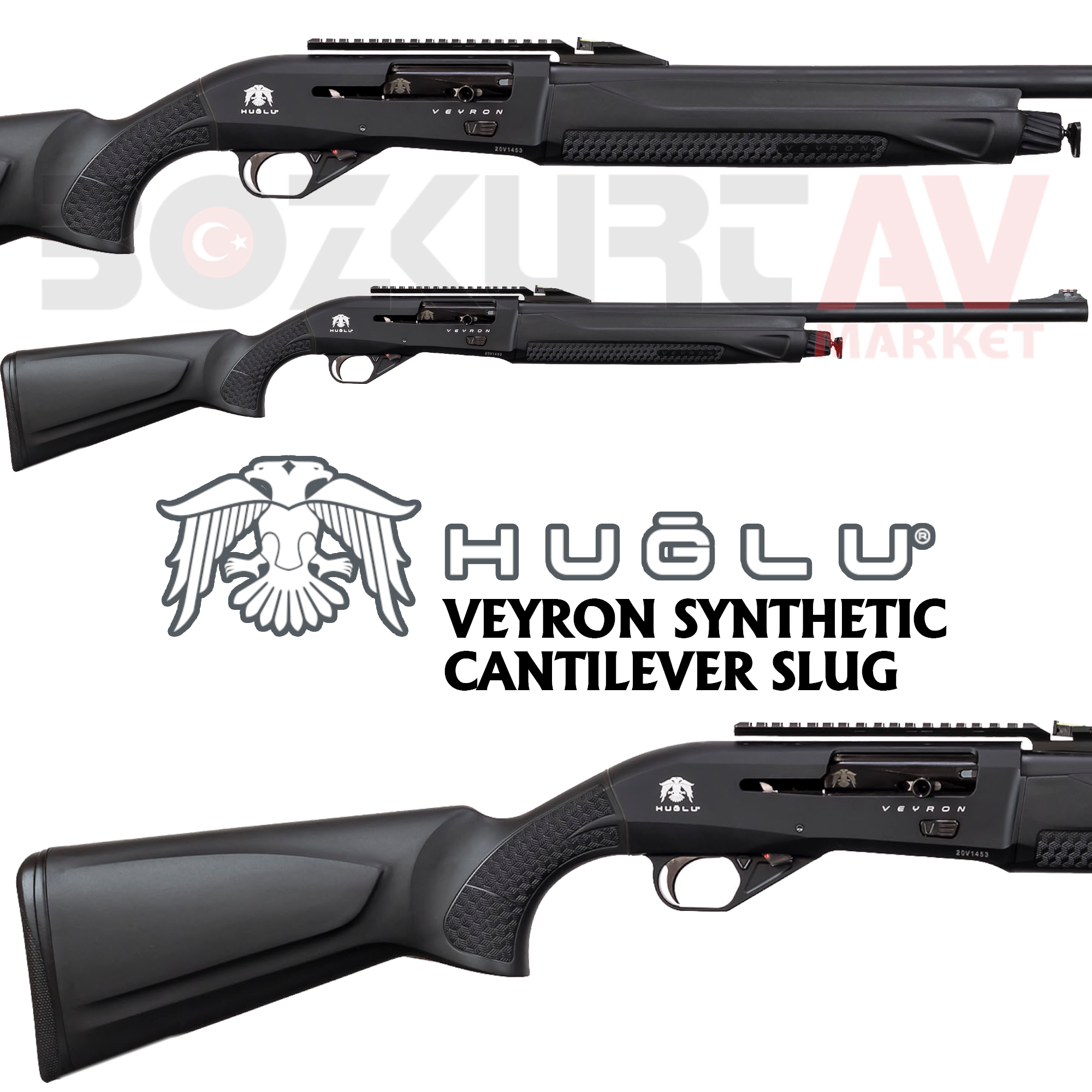 Huğlu Veyron Synthetic Black Slug Cantilever Otomatik Av Tüfeği