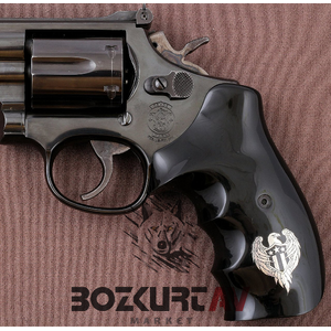 Smith & Wesson 357 Magnum Siyah Tasarım Pleksi Tabanca Kabzası