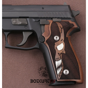 Sig Sauer P 228 - 229 Gümüş Tasarım Ceviz Tabanca Kabzası