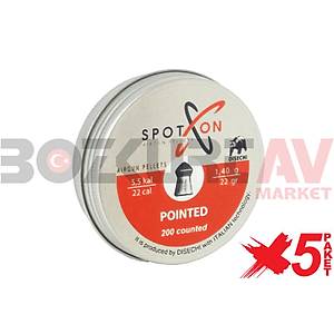 Spot On Pointed 5,5 mm 5 Paket Havalı Tüfek Saçması (22 Grain - 1000 Adet)