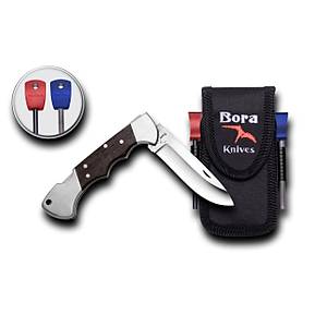 Bora 210 WPS Ergonomik Yuvarlak Uçlu Kilitli Wenge Saplı Çakı Survival Kit