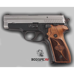 Sig Sauer P 228 - 229 Çift Desen Lazer Yazılı Ceviz Tabanca Kabzası