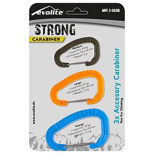 Evolite Strong 3'lü Karabina Seti - Mavi/Turuncu/Haki