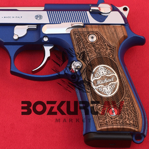 Beretta 92 FS 9 mm Kişiye Özel İsimli Gümüş İşleme Tabanca Kabzası