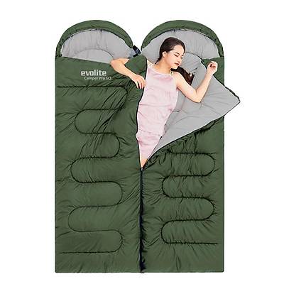 Evolite Camper Pro SQ Birletirilebilir 2 Kiilik Uyku Tulumu - Haki