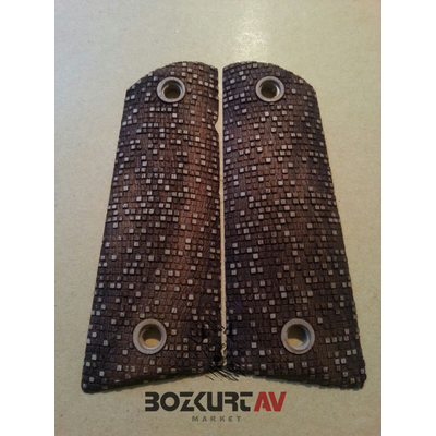 Colt 1911 Ortopedik Kabartma Kareli Ceviz Tabanca Kabzas