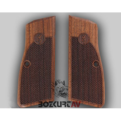 Browning HP 9mm Lazer Logolu  Ceviz Tabanca Kabzas