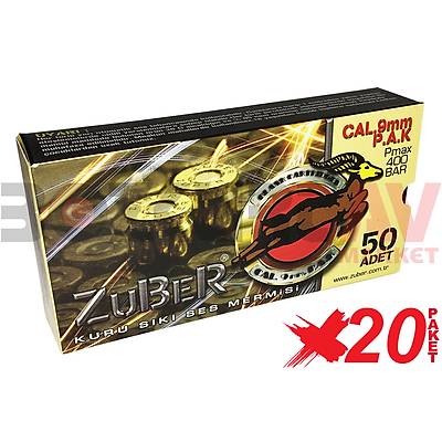 Zuber 9 mm 20 Paket Kurusk Tabanca Mermisi