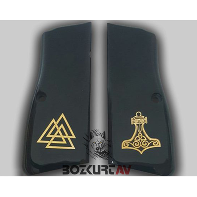 Browning HP 9 mm zel Tasarm Siyah Pleksi-Sar Gmme Tabanca Kabzas