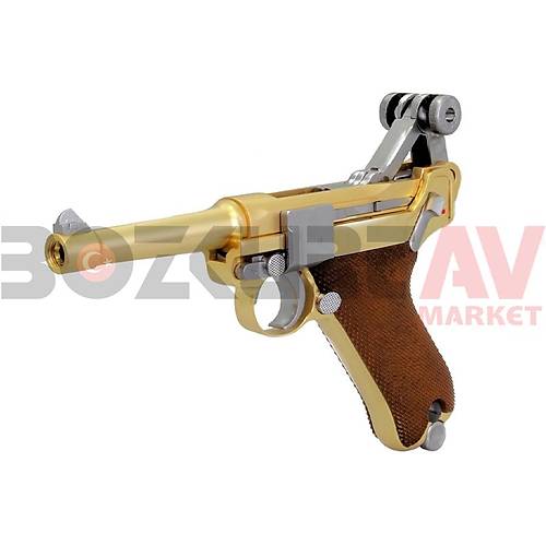 WE Luger P-08 Gold Wood Blowback Airsoft Haval Tabanca (Green Gas)