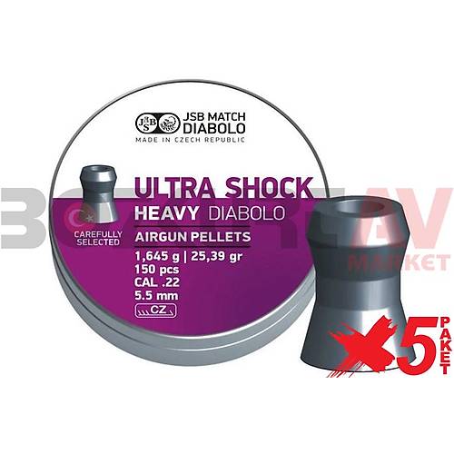 JSB Diabolo Ultra Shock Heavy 5,50 mm 5 Paket Haval Tfek Samas (25,39 Grain - 750 Adet)