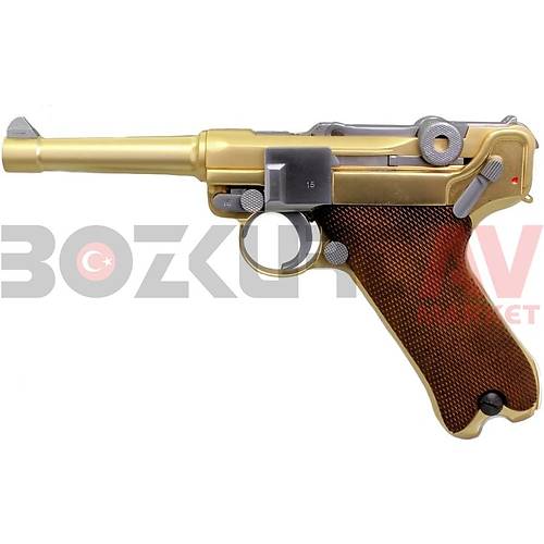 WE Luger P-08 Gold Wood Blowback Airsoft Haval Tabanca (Green Gas)