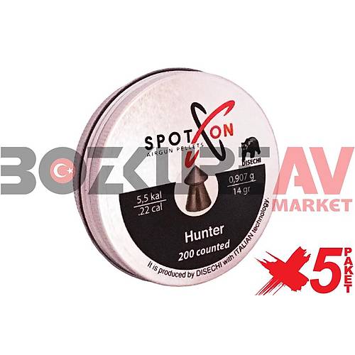 Spot On Hunter 5,5 mm 5 Paket Haval Tfek Samas (14 Grain - 1000 Adet)