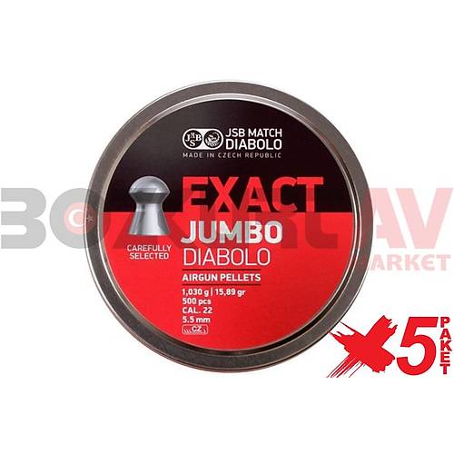 JSB Diabolo Exact Jumbo 5,51 mm 5 Paket Haval Tfek Samas (15,89 Grain - 2500 Adet)