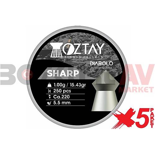 ztay Sharp 5,5 mm 5 Paket Haval Tfek Samas (15,43 Grain - 1250 Adet)