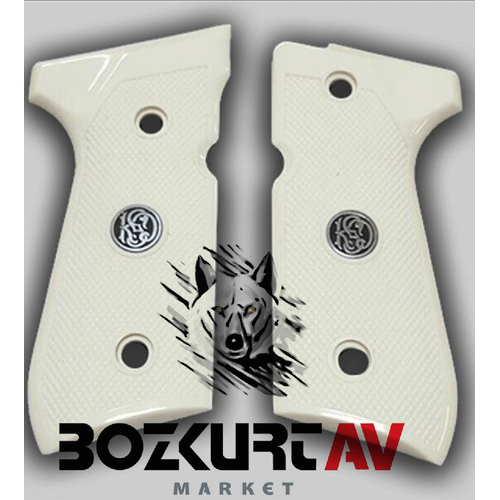 Beretta 92 FS 9 mm Desenli Beyaz Pleksi /KSD Logo Tabanca Kabzas