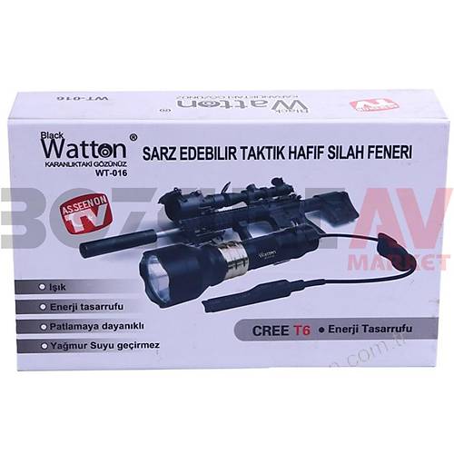 Black Watton WT-016 T6 arj Edilebilir El & Tfek Feneri