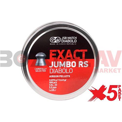 JSB Diabolo Exact Jumbo RS 5,52 mm 5 Paket Haval Tfek Samas (13,43 Grain - 2500 Adet)